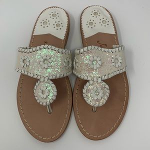 EUC Jack Rogers White glitter Cleo sandal!